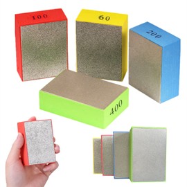 4Pcs Diamond Hand Polishing Pads, Electroplated Diamond Sanding Pads for Stone Ceramic Tile Glass Marble Grinding Trimming - 60# 100# 200# 400#