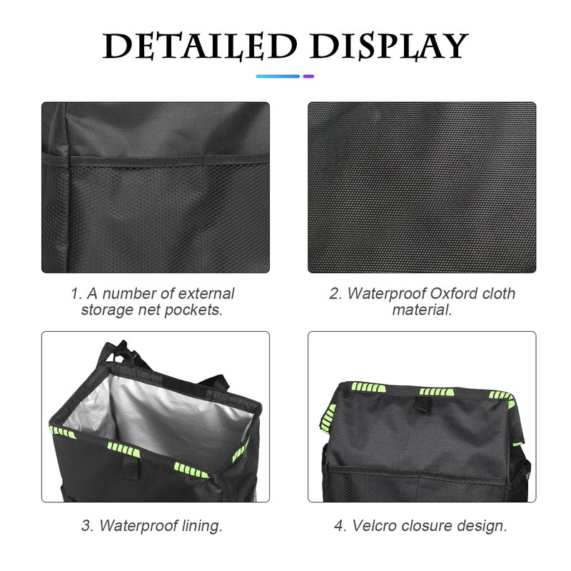 Fekey&JF Hanging Car Trash Can with Storage Pockets, Waterproof Leakproof