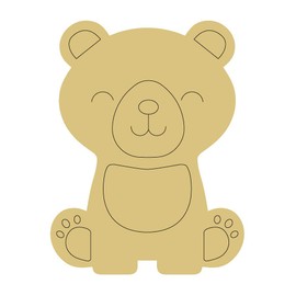 Baby Bear Design by Lines Cutout Unfinished Wood Young Cub Nursery Decor Baby Room Door Hanger MDF Shape Canvas Style 3 Art 1 (18")