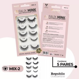 Republic Cosmetics Pestañas Postizas 3d Mink Reutilizables Mix Surtido 5 Pares