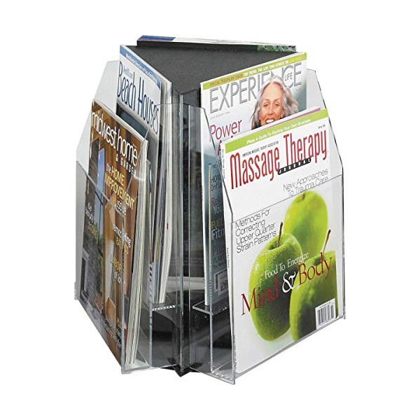6-Pocket Magazine and Pamphlet Rotating Tabletop Display, Triangular, 12 3/4"H x 15"W