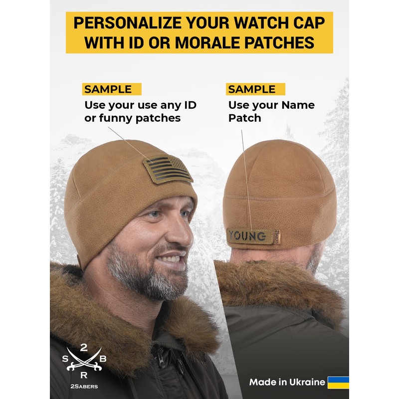 2SBR 2SABERS Tactical Winter Fleece Beanie with Patch Panel –