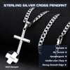 Besteel 925 Sterling Silver Cross Necklace Beveled Edge for Men