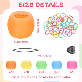 FunisFun Silicone Hair Beads Glow in The Dark 100Pcs Soft Pony Beads for Braids Cute Hair Accessories for Kids Girls Parties Daily Hairstyles (Small-100P)