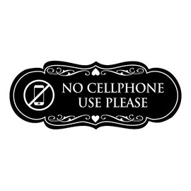 Signs ByLITA Designer No Cellphone Use Please Sign(Black) - Small 1 Pack