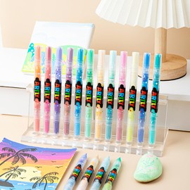 SASPOO 48 Colors Paint Markers, Dual-Color Acrylic Pens with Brush Tips, Double Tipped for Rocks & Art Supplies (24Pcs/48Colors)