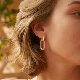 BVLAGIDA Earrings Gold Hanging Hoop Earrings with Pendant 14K Gold-Plated Statement Earrings Golden Earrings Women with Gift Box