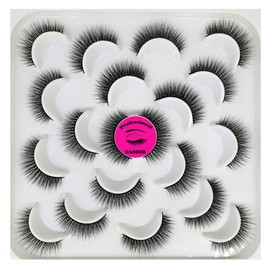 DAODER False Eyelashes Lashes Natural Look Thick Short 3D Faux Mink Lashes Strip 10mm Reusable Soft Wispy Lashes Pack Vegan Natural Lashes 10 Pairs(Natural Short lashes)