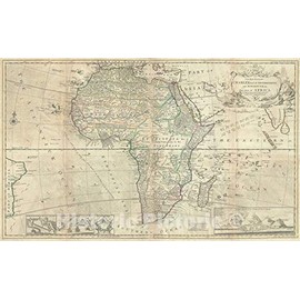 Historic Map : Africa, Herman Moll, 1732, Vintage Wall D?or : 24in x 16in