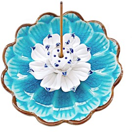Incense Burner Plate, Lotus Incense Stick Burner for Home Decor Yoga Meditation (Navy Blue)