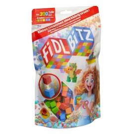 Fidl Bitz - Bag of Bitz: Playset with approx. 320 colourful foam cubes for building and construction, stick without sticking, swimming in the water, blue/green/red/purple/yellow/orange (21101)