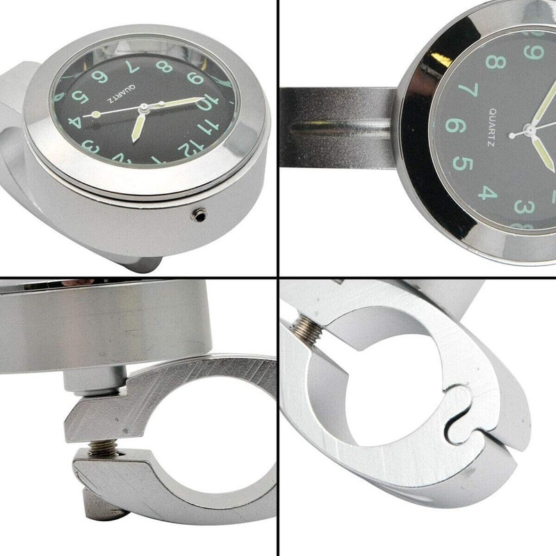 Sleek Waterproof Motorcycle Handlebar Clock with Glow-in-Dark Feature for Bicycles
