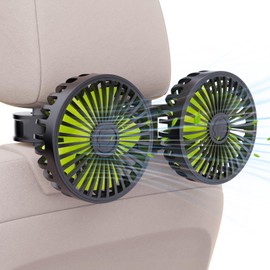 Biswitif Dual Head USB Car Fan, 3 Speeds 360° Rotatable Backseat Headrest Fan, Quiet 5V/2A Electric Air Circulation Fan for Kids, Pets, Sedan SUV RV Truck