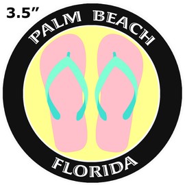 Athena Brands Flip Flops Palm Beach Florida - Car Truck Window Bumper Graphics Sticker Decal - Black
