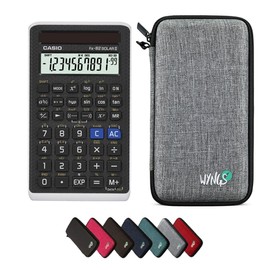 Casio fx-82 Solar II with WYNGS Protective Case Light Grey - Scientific Calculator - Basic Package