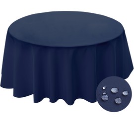 BYDOLL Table Cloth Round 48 Inch Tablecloth Fits Max38 Inch Diameter Top,Navy Blue Washable Outdoor Winkle and Stain Resistant Spillproof Polyester Tablecloths for Round Tables Party Cover