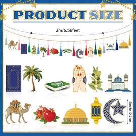 Briwooody 24 Pcs Eid Ramadan Garland Banner Set Ramadan Decorations Decorative Garland Ramadan Kareem and Eid Mubarak Decorations for Islam Muslim Celebration Ramadan Lesser Bairam Decoration