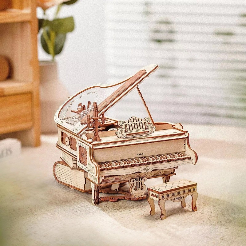 ROKR 3D Wooden Puzzle Magic Piano Music Box DIY Building