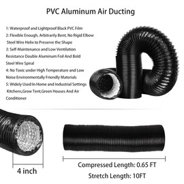 Omont Dryer Vent Hose 4 Inch 10FT Flexible Dryer Ducting Tube Air Duct Aluminum Insulated Flex Hose Kit Indoor Outdoor