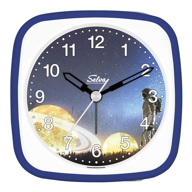 SELVA Children's Alarm Clock Starry Sky with Motifs Sweeping Second