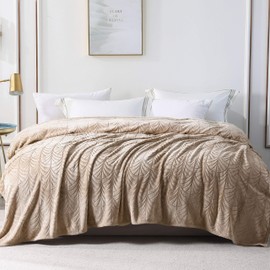 Whale Flotilla Flannel Fleece Double Size Blanket for Bed, 150x200 CM, Soft Fluffy Velvet Bed Blanket with Decorative Vintage Pattern for All Season, Warm and Lightweight, Champagne