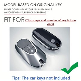 SANRILY Plating PC Smart Key Fob Cover Fit for Benz Key S-Class 2021 2022 W223/New S580, G-Class E-Class Keyless for Mercedes Key Fob Case Shell with Bling Keychain Silver