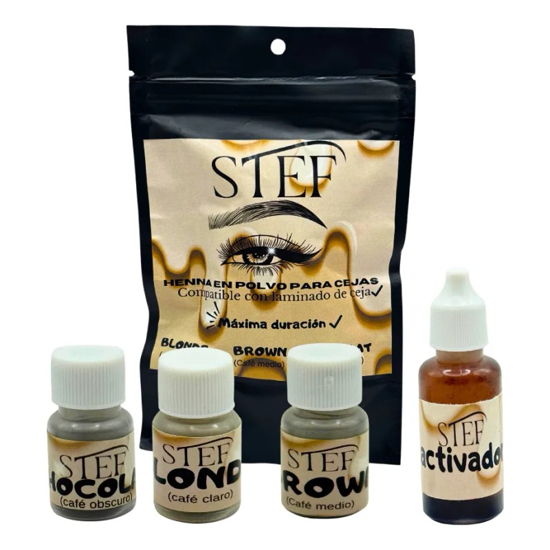 Kit Henna Ceja Hd 3 Tonos Organica Steff Microblading Henna