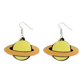 Cute Wooden Planet Colorful Stars Drop Earrings Universe Earrings Fun Lightweight Wood Drop Dangle Earrings for Women Jewelry Gift-Style D
