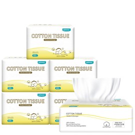 Winner Baby Cotton Tissue, Soft Baby Dry Wipe, Wet and Dry Use, Made of Pure Cotton, 600 Count Unscented Disposable Facial Cotton Tissues for Baby Sensitive Skin