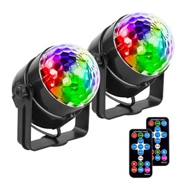 2 Pack Disco Ball Light,with Remote Control 7-Color LED Strobe Light, Sound Activated Mini Portable Party Light Suitable for Family Gatherings Birthdays DJ Club Dances Karaoke Christmas Weddings Prom