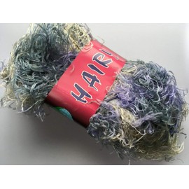 Wisteria Purple Petrol Green Wavy Eyelash Yarn - Dark Horse Yarns Hairy #26-100 Gram