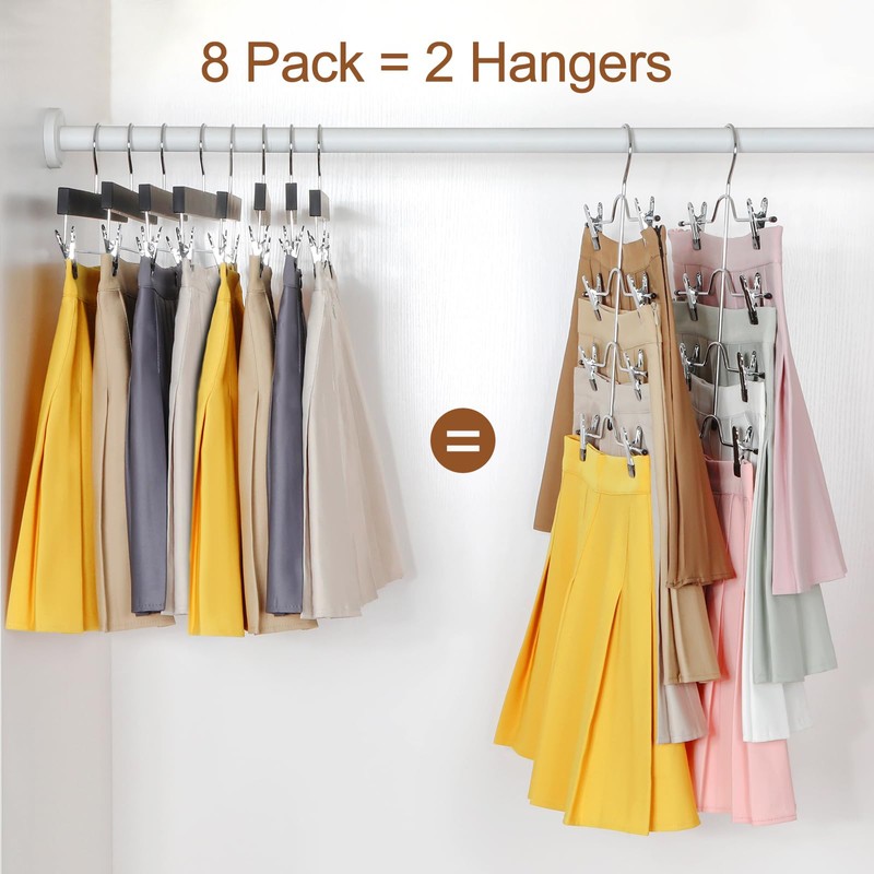 TOPIA HANGER 4 Tier Metal Skirt Hangers for Women, Pants