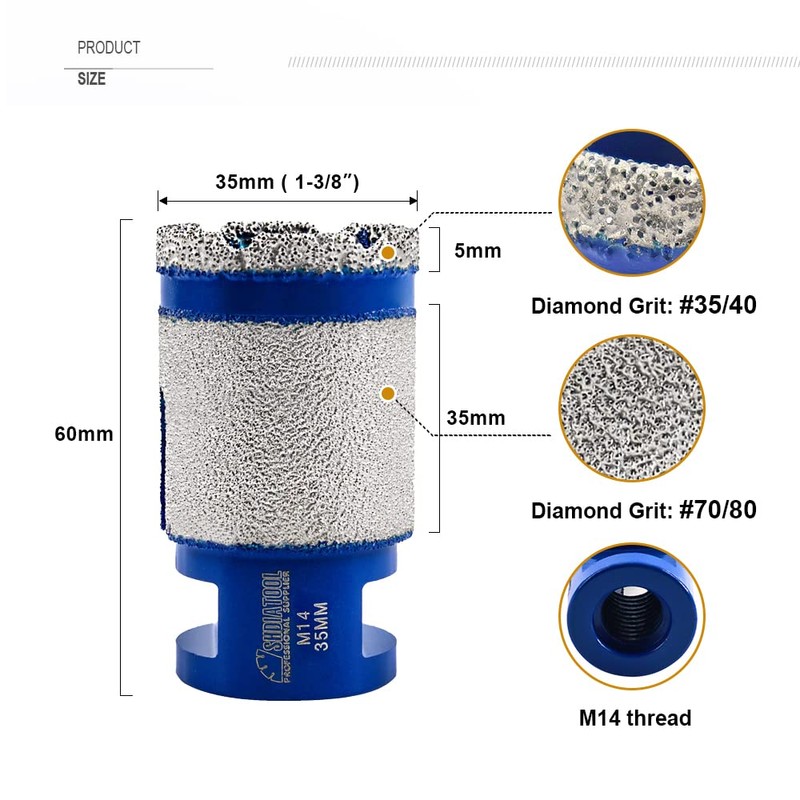 SHDIATOOL Diamond Drill Bits Beveling Chamfer Bits 35mm x M14