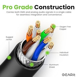 GEARit Cable Ethercon CAT6 blindado (6 pies), audio profesional e iluminación RJ45 EtherCON, cable compatible con estudio, escenario, conciertos, 6 pies, negro