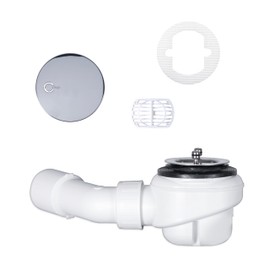 TRAPFLEX Domoplex 6928 Drain Set Siphon in Chrome (Horizontal) with Hair Filter and Free Hair Catcher