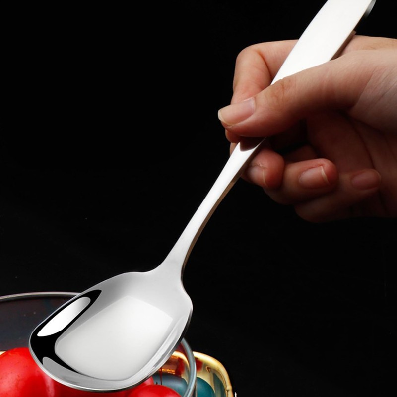 MIUPOO Square Head Dinner Soup Spoons,Flat Square Stainless Steel Tablespoons,Chinese