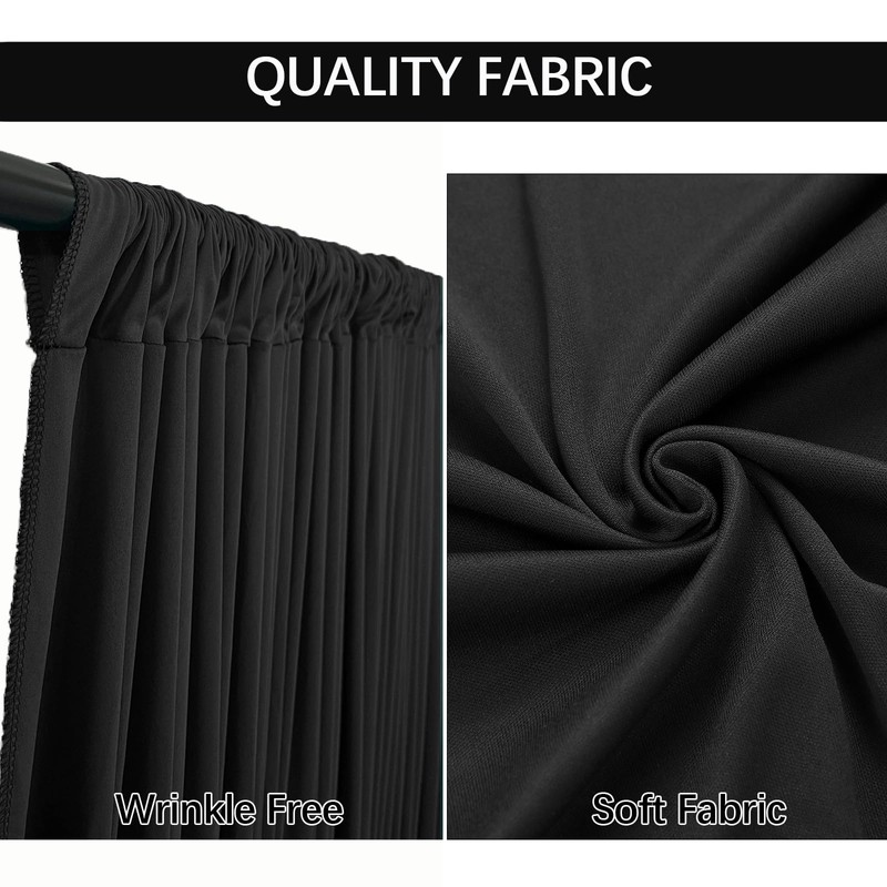 10x10FT Black Backdrop Curtains for Parties Wrinkle Free Black Curtains