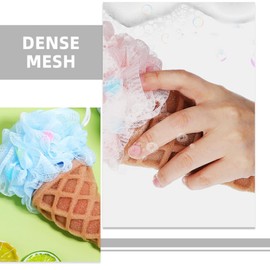 DECHOUS 2pcs Cute Ice Cream Shaped Loofah Body Scrubber Soft Bathing Accessory for Boys and Girls Dense Mesh Design for Rich Foaming for Fun Bath
