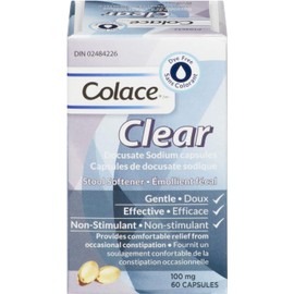 Colace Clear Docusate Sodium Stool Softener Capsules | Ideal For Colonoscopy Preparations | Also Treats Occasional Constipation | 60 Count