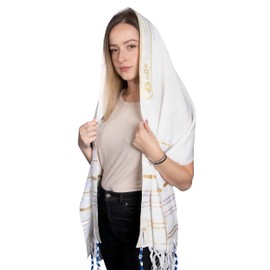 HalleluYAH Messianic Tallit Prayer Shawl 72"x 22" with Bag For Men & Women | Designed in Israel