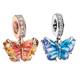 LaMenars Charm Animals Travel Butterfly Flower for Bracelet 925 Sterling Silver Bead Women Charms Mother's Day Birthday Anniversary Jewellery for Girls Wife, Cubic Zirconia
