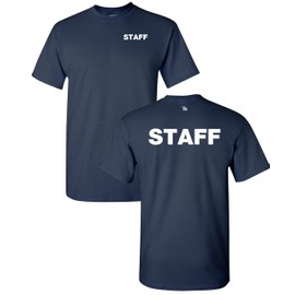 Peerless Embroidery Company Staff T-Shirt Silkscreen Front & Back Heavy Cotton 13577 (Small, Navy)