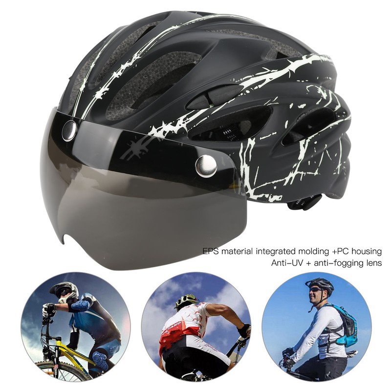 Magnetic Suction Protective Helmet with Goggles/Light for Mountain Bike Road