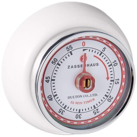 Zassenhaus Magnetic Retro Kitchen Timer, Classic Mechanical Cooking Timer (White)