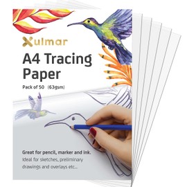 Xulmar Tracing Paper A4 63 GSM - Pack of 50 Sheets Tracing Paper for Sewing Patterns, Drawing Overlays & Sketching on Art Paper & Sketch Book