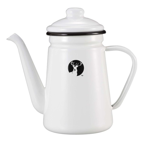 Captain Stag UH-524 Enameled Coffee Pot, 0.3 gal (1.1 L), White