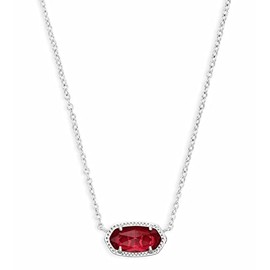 Kendra Scott Elisa Pendant Necklace for Women, Fashion Jewelry, Rhodium-Plated, Clear Berry