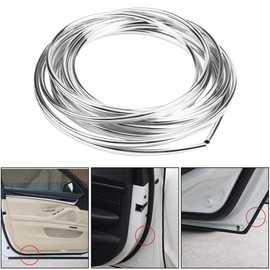 FTVOGUE Car Door Protection Strip, 6 m / 19.7 ft, Black Car Door Edge Strip, Scratch Protection, Protective Film Cover Shape for Car Door, Air Conditioning Edge, Radiator Grille Edge (Silver)
