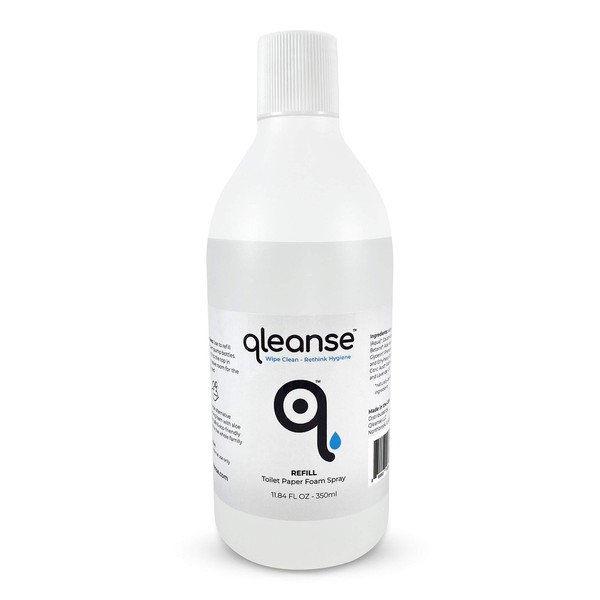 Qleanse Toilet Paper Foam Spray (Refill Bottle) Wet-Wipe Alternative - 100% Flushable