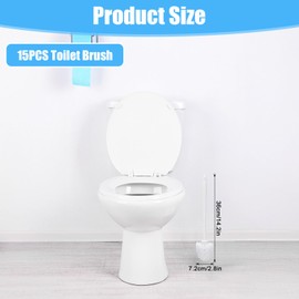 JIEYAO 15 Pcs Heavy Duty Toilet Brush, 14.2 Inch Commercial Toilet Bowl Brush White Long Scrubber Cleaning Scrub with PP Handle Nylon Bristles for Bathroom Household Cleaning